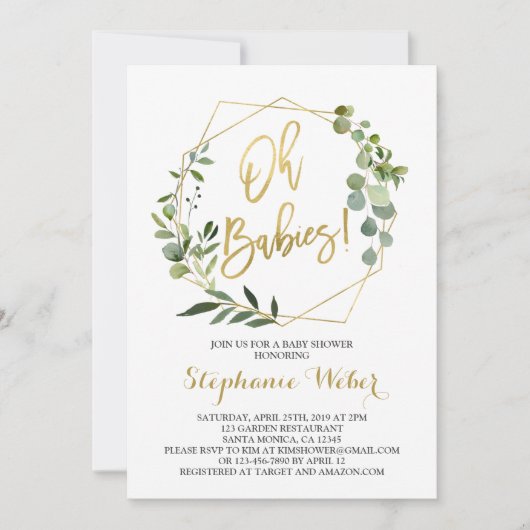 Ach Babies Grüne Babydusche Einladung (Vorderseite)