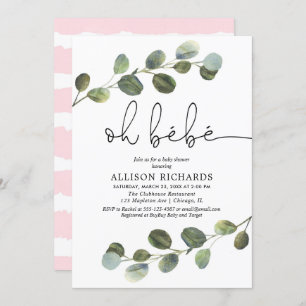 Ach, bebe Französisch Thema rosa Schwarz-weißen Mä Einladung