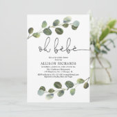 Ach, bebe Schwarz-weiße grüne französische Babydus Einladung (Stehend Vorderseite)