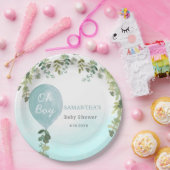 Ach, blauer Ballon niedliche grüne Babydusche Pappteller (Party)