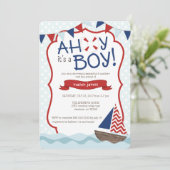 Ach, das ist ein Junge! Einladung der Babydusche (Stehend Vorderseite)