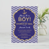 Ach, das ist ein Junge! Nautical Baby Shooter per  Einladung (Stehend Vorderseite)