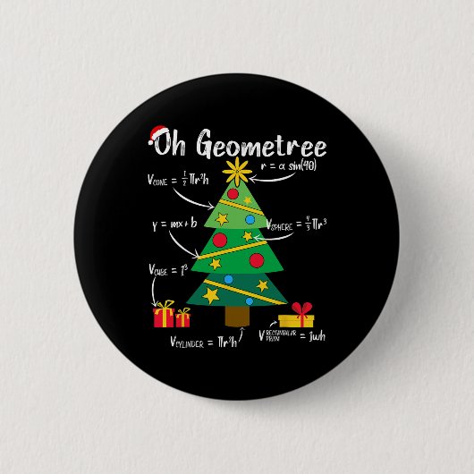 Ach geometrisch lustige Weihnachtsbaumgeometrie ma Button (Vorderseite)