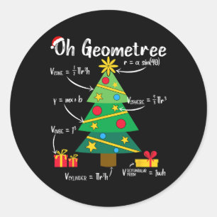 Ach geometrisch lustige Weihnachtsbaumgeometrie ma Runder Aufkleber