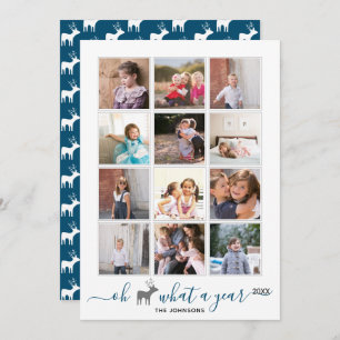 Ach Hirsche, was ein Jahr in Überprüfung Foto Coll Feiertagskarte