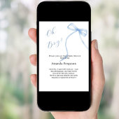 Ach Junge blau Bogen schlicht elegante Baby Dusche Einladung