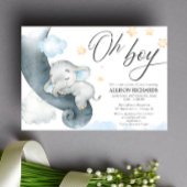 Ach, Junge, blau-gelbe Elefantenbabydusche Einladung