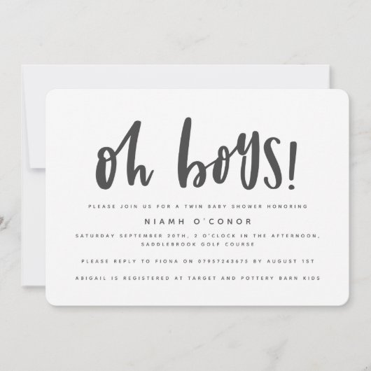 Ach Jungs Einladung zum Baby Duschbad (Vorderseite)