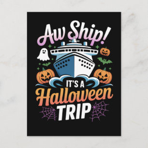 Ach Schiff! Es ist ein Halloween-Kreuzfahrt-Grafik Postkarte