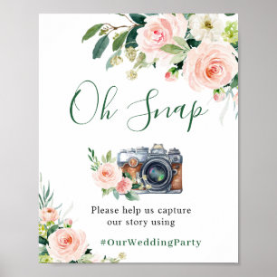 Ach schläfst Elegante Rosa Blume Hochzeit Poster