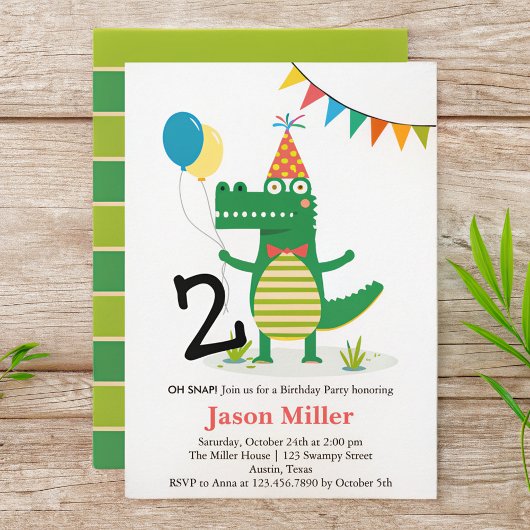 Ach, schläfst Niedlicher Alligator im Kindergeburt Einladung