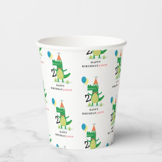 Ach, schläfst Niedlicher Alligator im Kindergeburt Pappbecher (Rückseite)