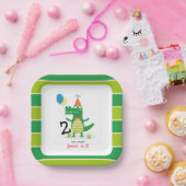 Ach, schläfst Niedlicher Alligator im Kindergeburt Pappteller (Party)