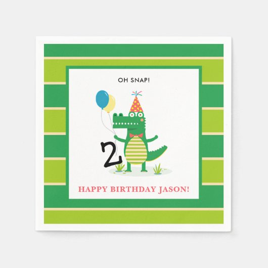 Ach, schläfst Niedlicher Alligator im Kindergeburt Serviette (Vorderseite)