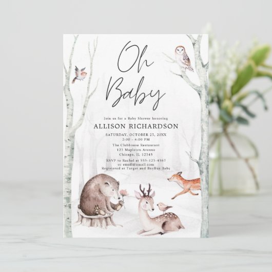 Ach, Waldtiere geschlechtsneutral duschen Einladung (Stehend Vorderseite)