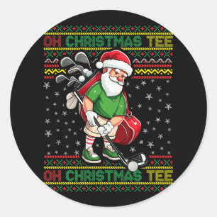 Ach Weihnachts T-Shirt Golf Santa Claus Golf spiel Runder Aufkleber