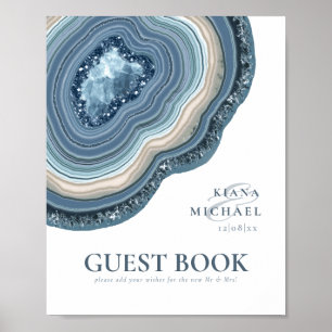 Achat Geode Glitter Gästebuch Staubblau ID647