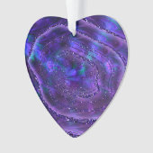 Achat Geode kosmische Kristall-lila Glitzer Ornament (Vorderseite)