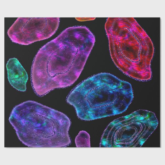 Achat Geode kosmische Kristall-schwarzes Geschenkpapier (Flach)