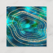 Achat Geode kosmischer Kristall-blaues Quadratische Visitenkarte (Rückseite)