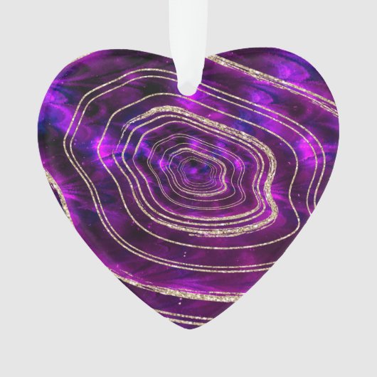 Achat Geode kosmischer Kristall-GoldGlitzer Ornament (Vorderseite)