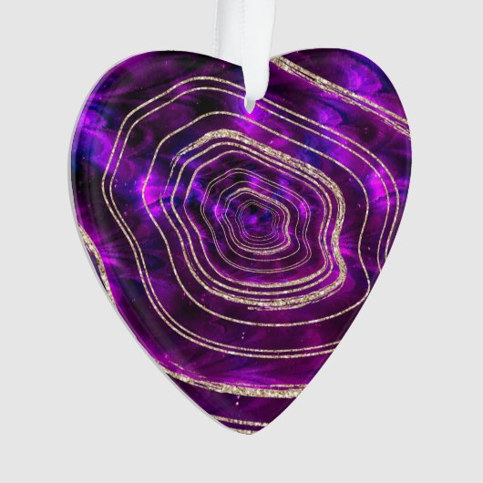 Achat Geode kosmischer Kristall-GoldGlitzer Ornament (Vorderseite)