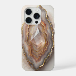 Achat Geode Kristall Gold Luxus Mineral Kunst iPhone 15 Pro Hülle