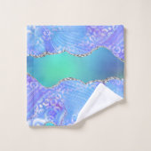Achat-Geoden-Design Blau und Grün Badhandtuch Set (Waschlappen)