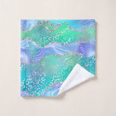 Achat-Geoden-Design Blau und Grün Badhandtuch Set (Waschlappen)