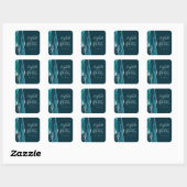 Achat-Geoden-Schrift Teal Blau Silber Hochzeit Quadratischer Aufkleber (Blatt)