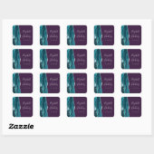 Achat-Geoden-Schrift Teal Silber Lila Hochzeit Quadratischer Aufkleber (Blatt)
