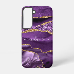 Achat Lila Gold Glänzende Marmor Benutzerdefiniert Samsung Galaxy Hülle