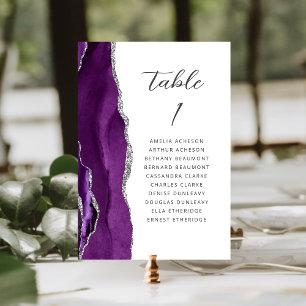 Achat Lila Silber Moderne Schrift Hochzeit Tischnummer
