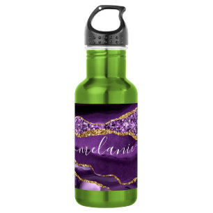 Achat Lila Violett Gold Glitter Geode Benutzerdefi Edelstahlflasche