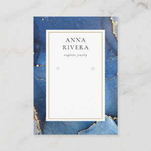 Achat-Marmor-Gold-Glitter-Blau-Ohrring-Displaykart Visitenkarte
