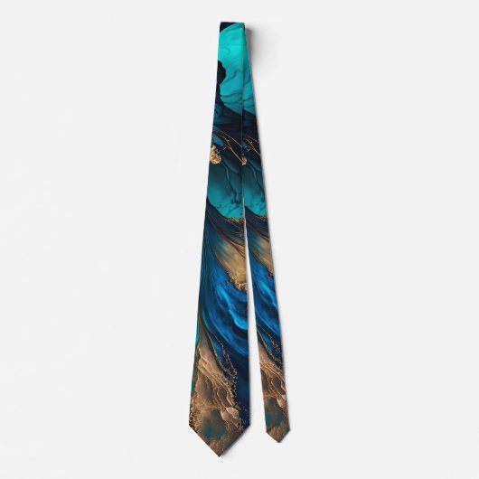 Achat Navy Blau Gold Edelstein Marmor Geode Luxus Krawatte (Vorderseite)
