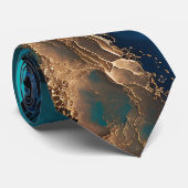 Achat Navy Blau Gold Edelstein Marmor Geode Luxus Krawatte (Gerollt)