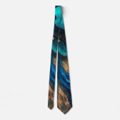 Achat Navy Blau Gold Edelstein Marmor Geode Luxus Krawatte (Rückseite)