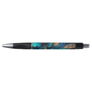Achat Navy Blau Gold Edelstein Marmor Geode Luxus Kugelschreiber