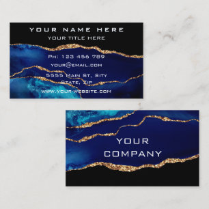 Achat Navy Blau Gold und Schwarz Visitenkarte
