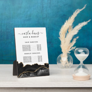 Achat Schwarz Gold Marmor Salon Preismenuetafel Fotoplatte