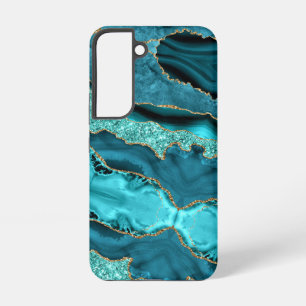 Achat Türkis Blau Gold Glitter Marmor Aqua Türkis Samsung Galaxy Hülle