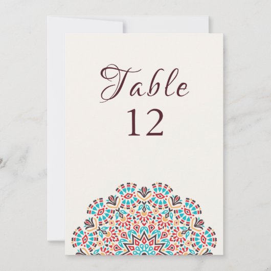 Achat Türkis Mandala Hochzeit Tischnummer (Vorderseite)