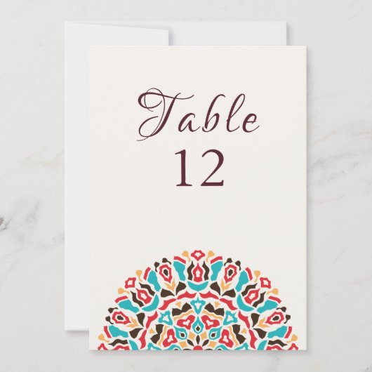 Achat Türkis Mandala Hochzeit Tischnummer (Vorderseite)