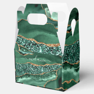 Achatgrün Gold Glitter Geode Marmor Ihr Name Geschenkschachtel
