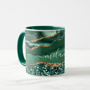 Achatgrün Gold Glitter Marmortasse Geschenk Ihr Na Tasse