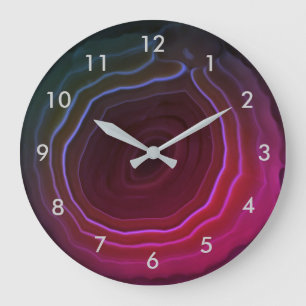 Achatscheiberosa-Steinuhr mit Zahlen Große Wanduhr
