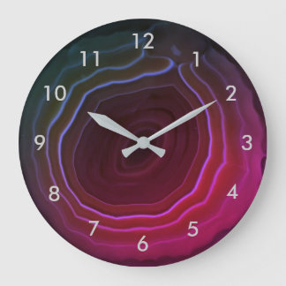 Achatscheiberosa-Steinuhr mit Zahlen Große Wanduhr