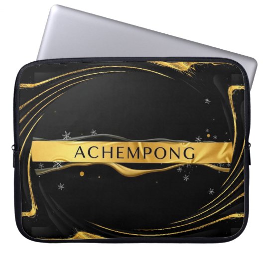 Achempong: Auric Cascade Liquid Gold Flow Protect Laptopschutzhülle (Vorderseite)