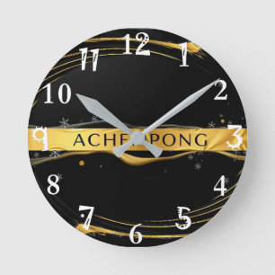 Achempong: Auric Cascade   Liquid Gold Opulence Runde Wanduhr